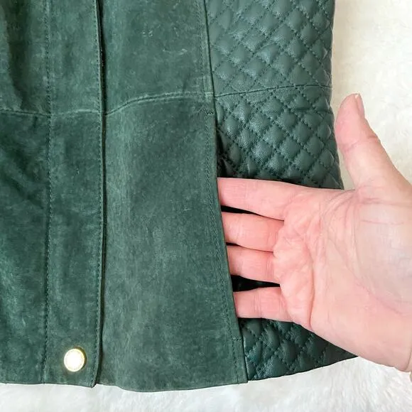 Isaac Mizrahi Live Emerald Green Suede Leather Jacket Size 4