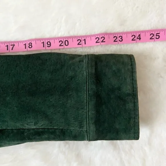 Isaac Mizrahi Live Emerald Green Suede Leather Jacket Size 4
