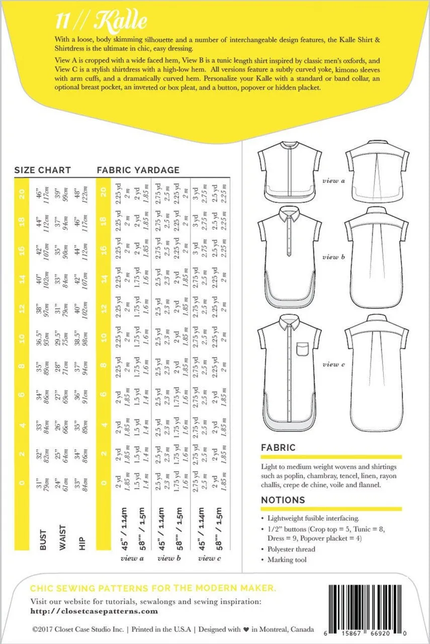 Kalle Shirt and Dress Pattern by Closet Core Patterns