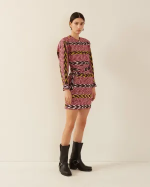 Laurent Pomegranate Ikat Dress
