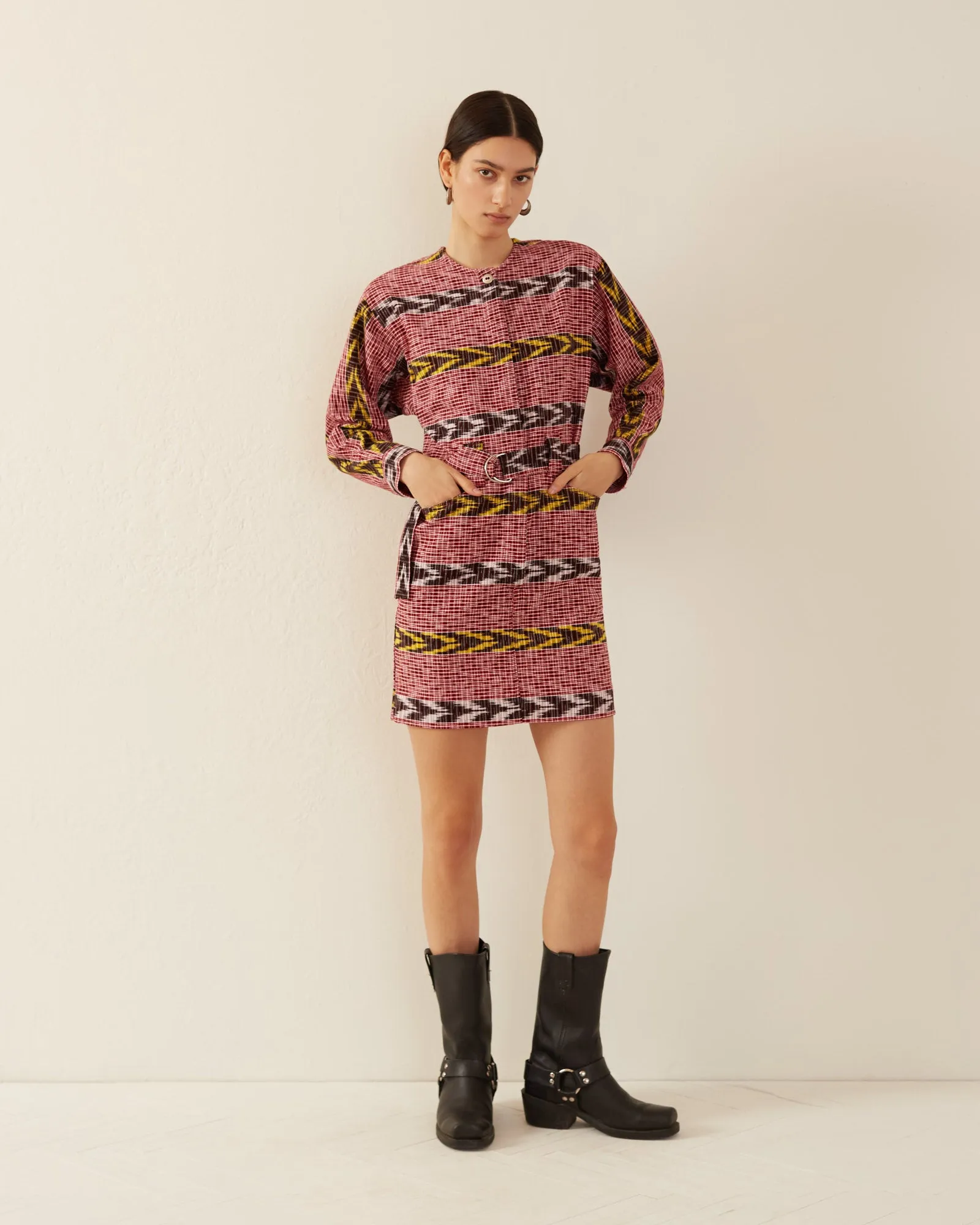 Laurent Pomegranate Ikat Dress