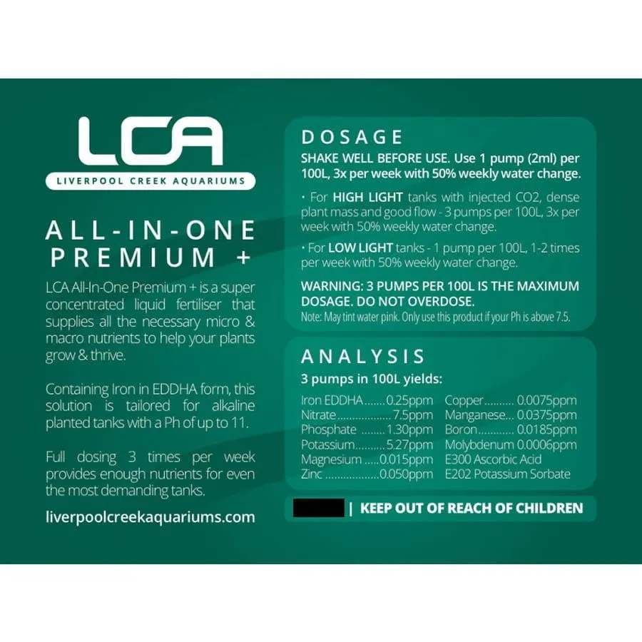 LCA Liquid Fertiliser - All In One Premium  500ml (For pH 7.5-11)