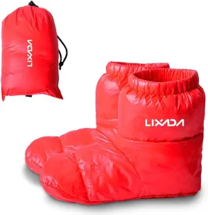 LIXADA Ultralight Winter Duck Down Booties Warm Socks Slippers Warm Soft Cozy Water-Resistant for Camping Sleeping Bag Men Women Winter Duck Down Booties Slipper Boots