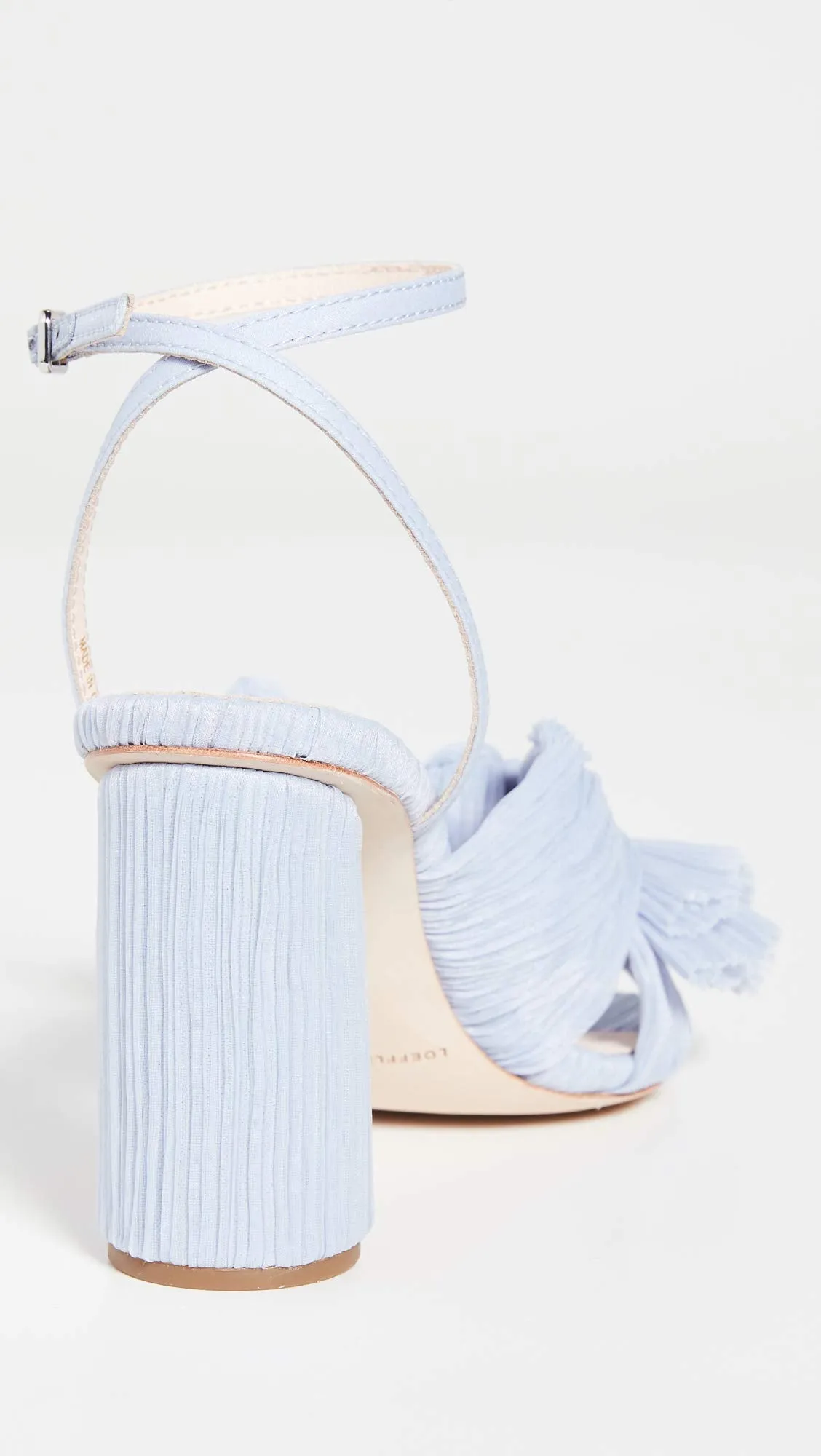 Loeffler Randall Women's Camellia Pleated Bow Heel with Ankle Strap, Blue, 7 Medium US