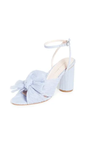 Loeffler Randall Women's Camellia Pleated Bow Heel with Ankle Strap, Blue, 7 Medium US