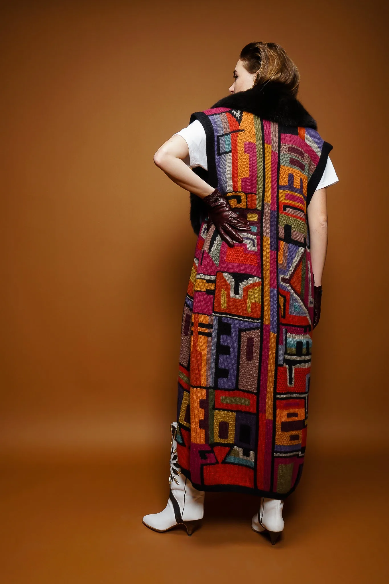Long Knit Sweater Duster Vest