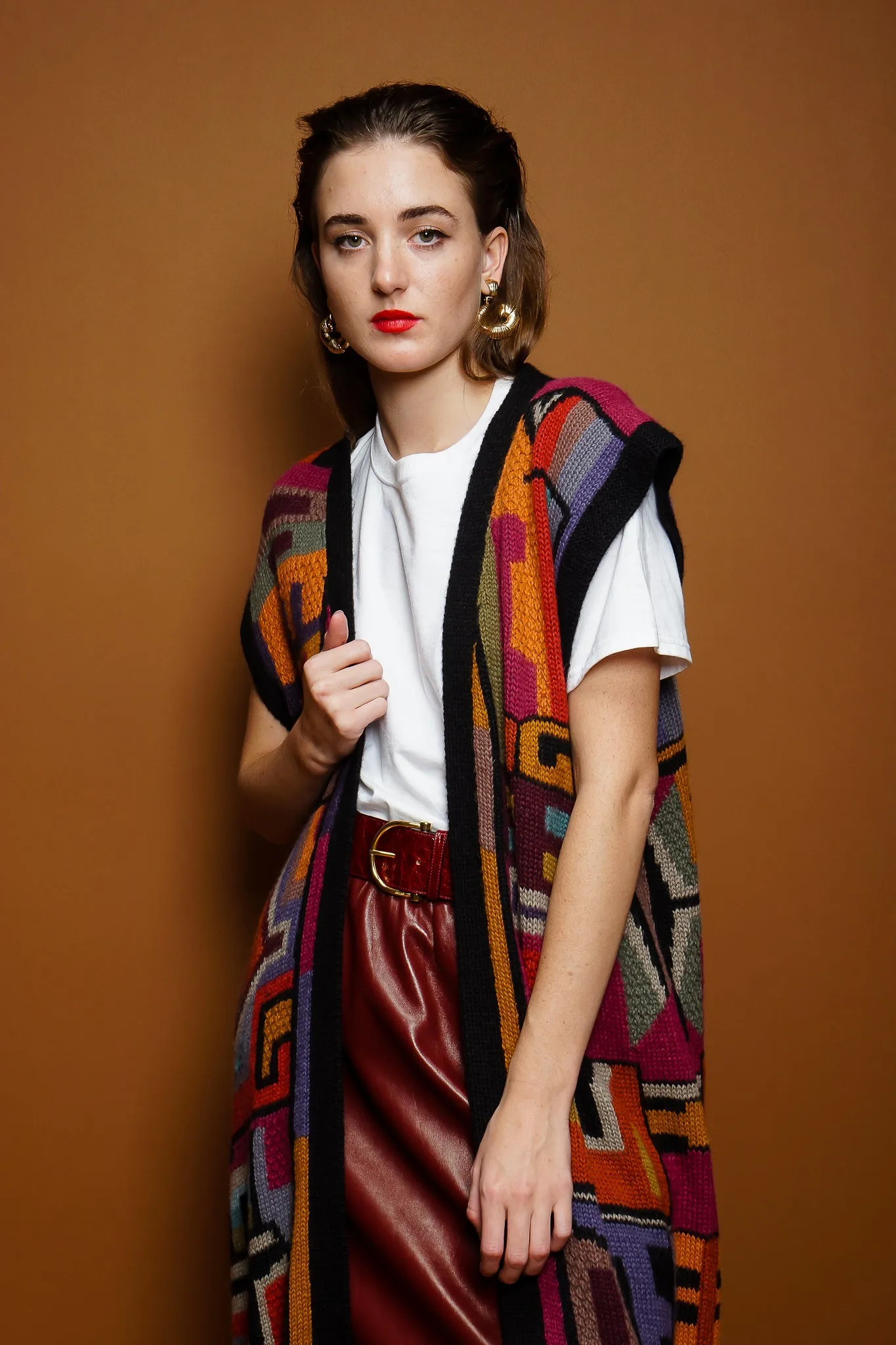 Long Knit Sweater Duster Vest