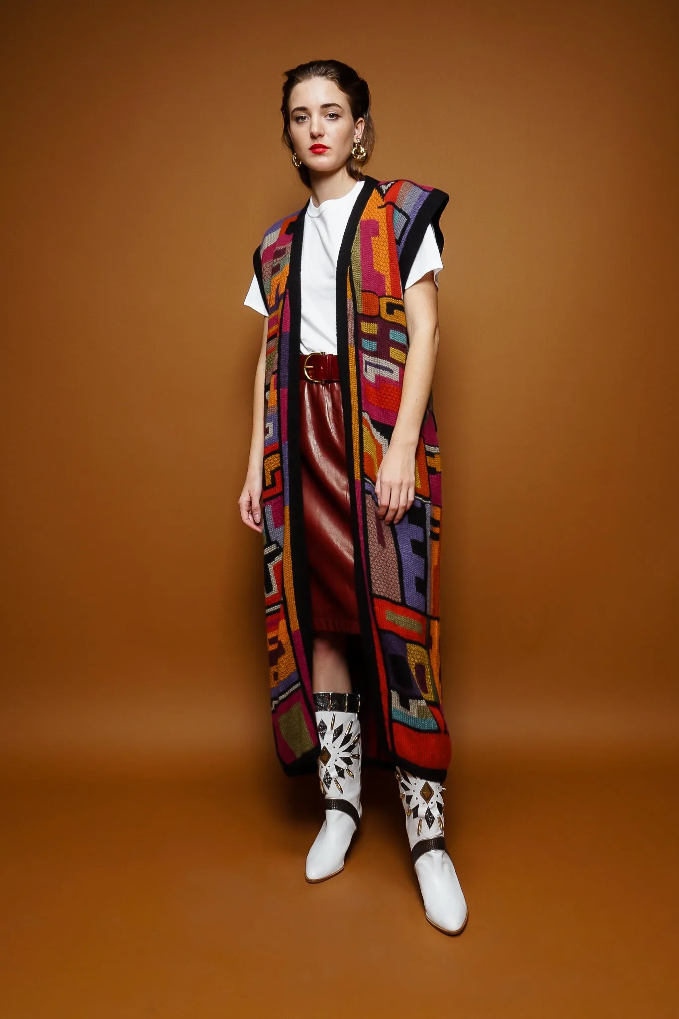 Long Knit Sweater Duster Vest
