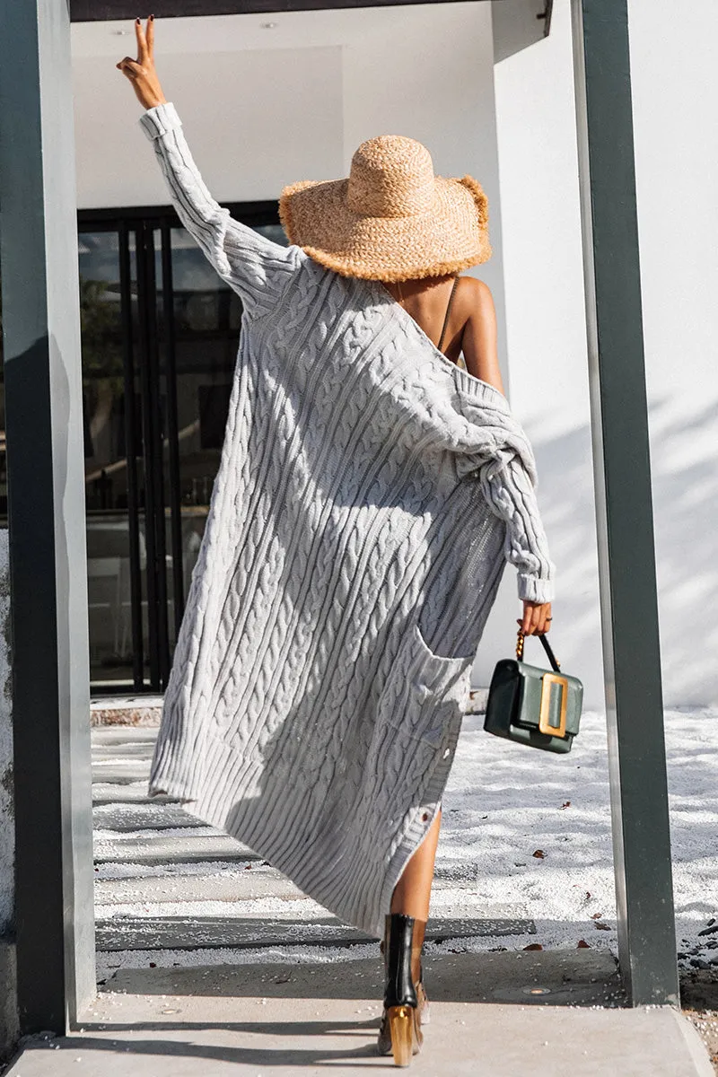 Long Sleeve  Open Front Loose Fit Cardigan