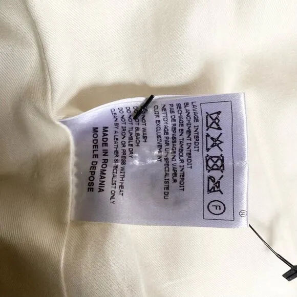 Maje Cotton Linen Frayed Edge Woven Linen Shoulder Moto Jacket 38 M