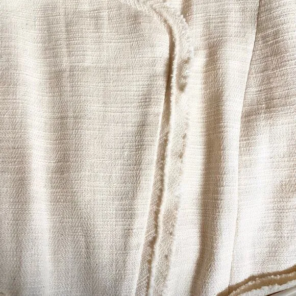 Maje Cotton Linen Frayed Edge Woven Linen Shoulder Moto Jacket 38 M