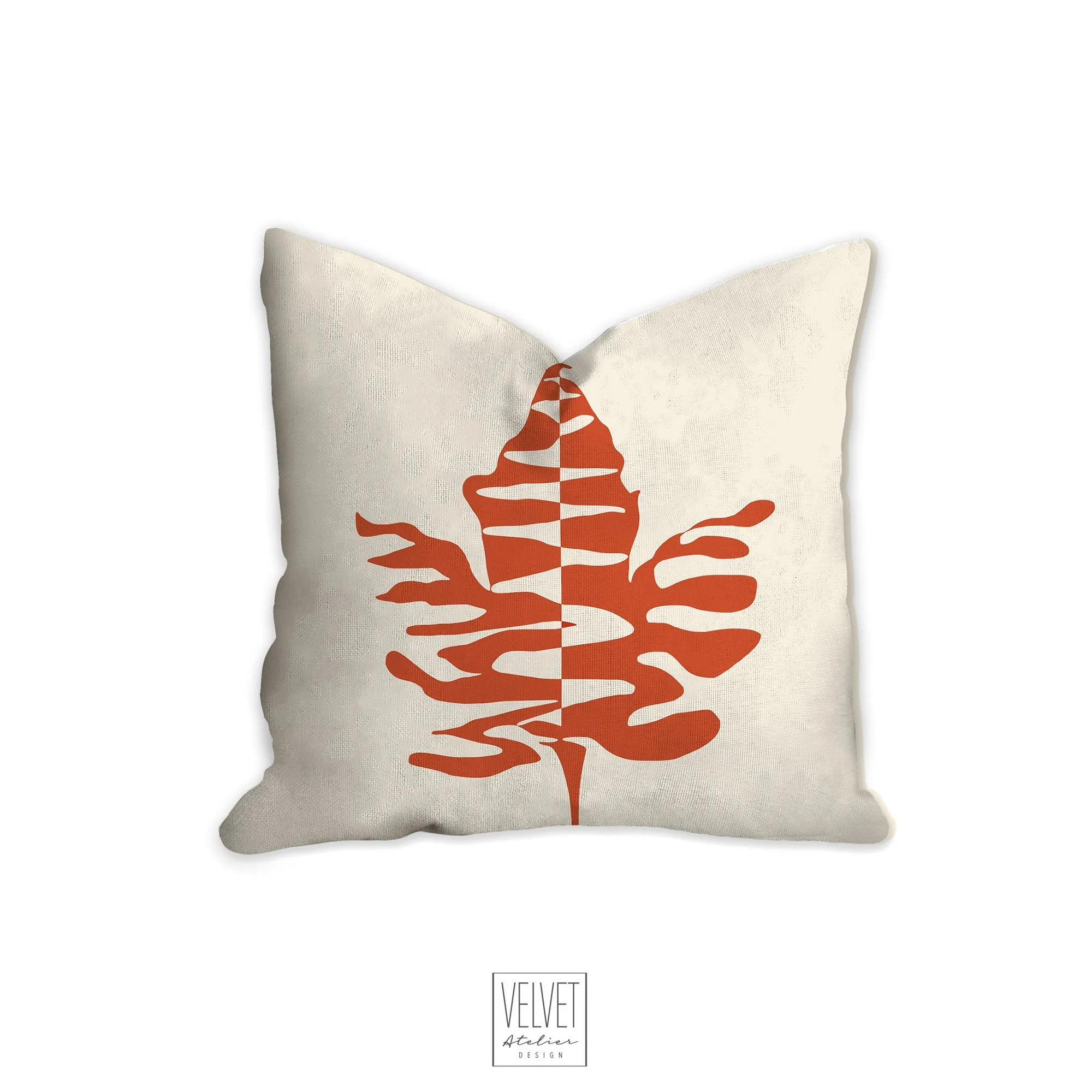 Maple leaf throw pillow, orange and beige, fall decor, fall pillow, autumn, thanksgiving decor, home, pillow cover and insert, accent pillow