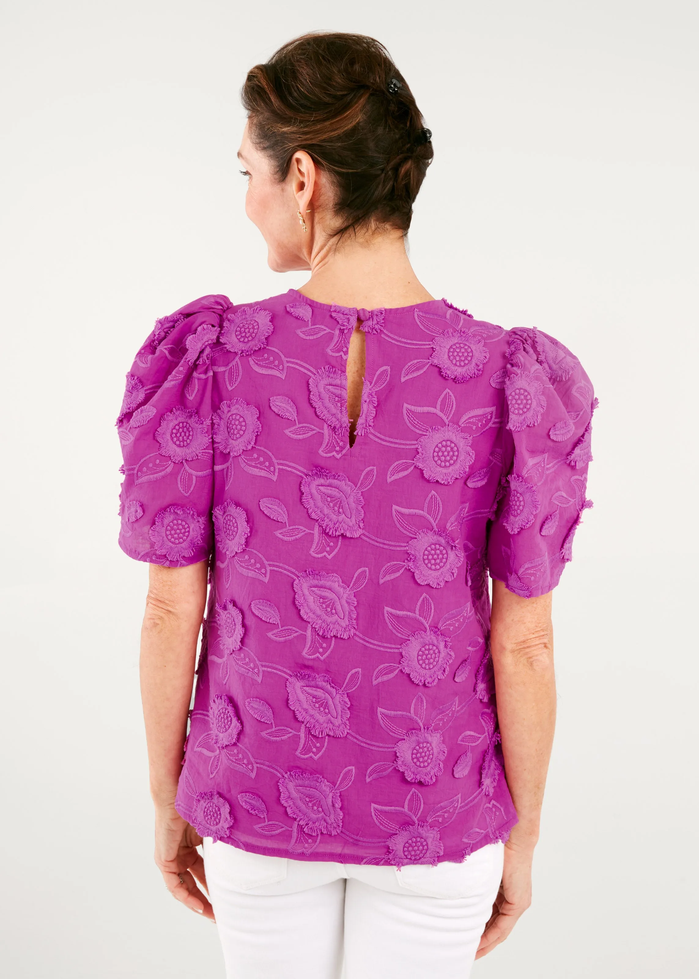 Marty Top Camellia 3-D Floral Cotton