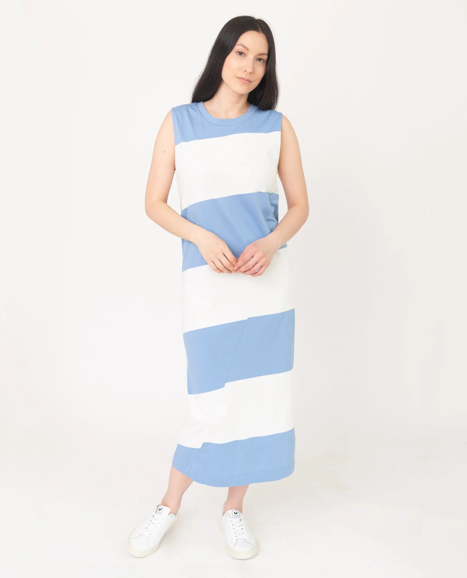 MELISSA Organic Cotton Dress In Cornflower And White