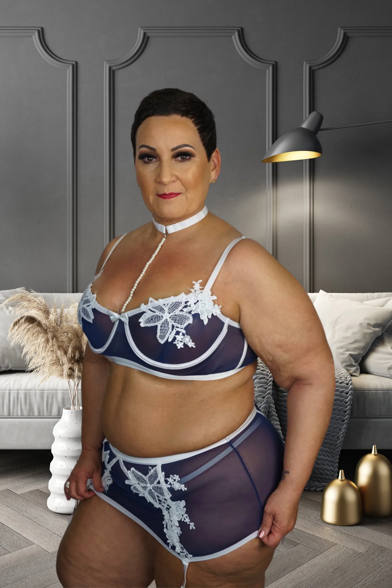 Mesh Applique Bra Set