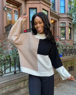 Mock Neck Colorblock Sweater