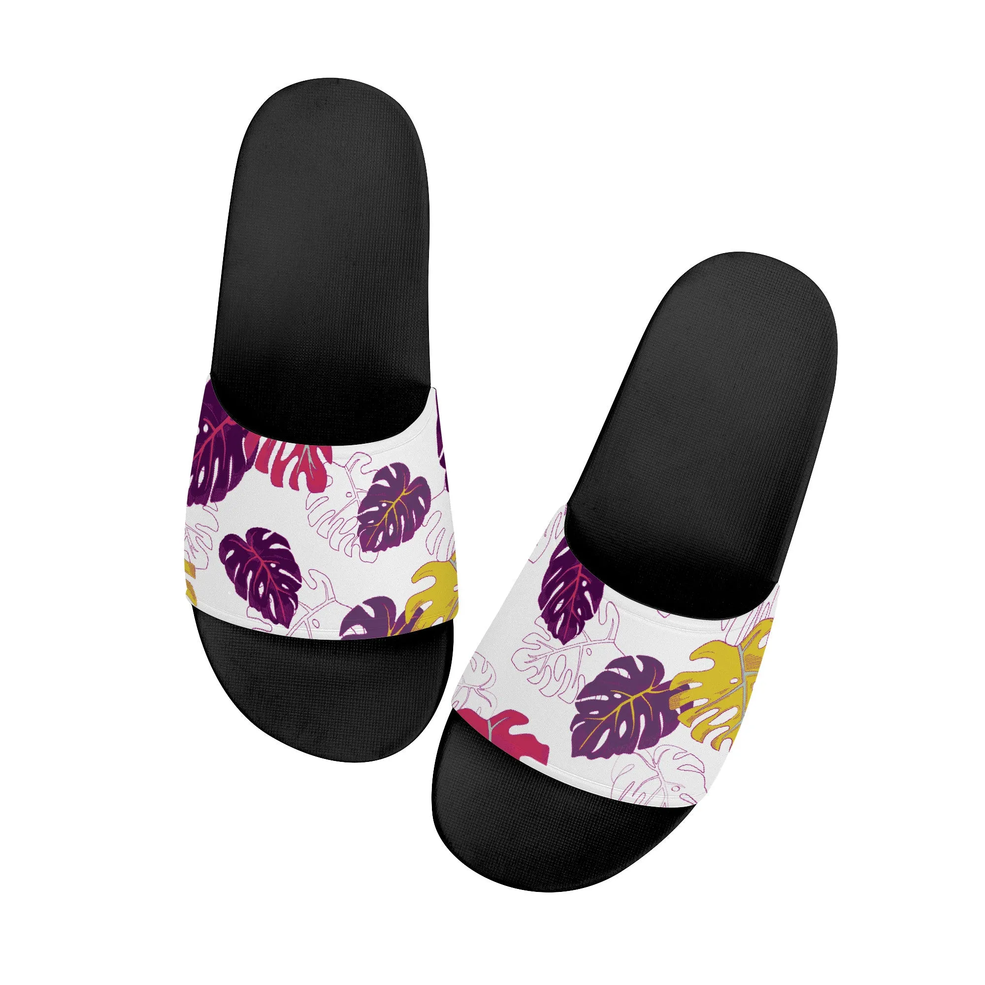 Monstera Slide Sandals - Black