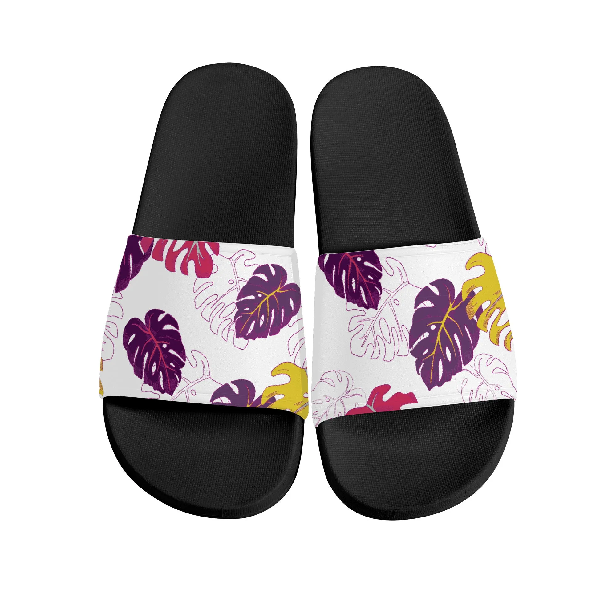 Monstera Slide Sandals - Black