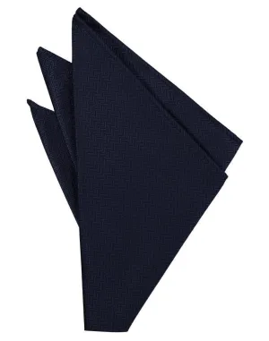 Navy Herringbone Pocket Square