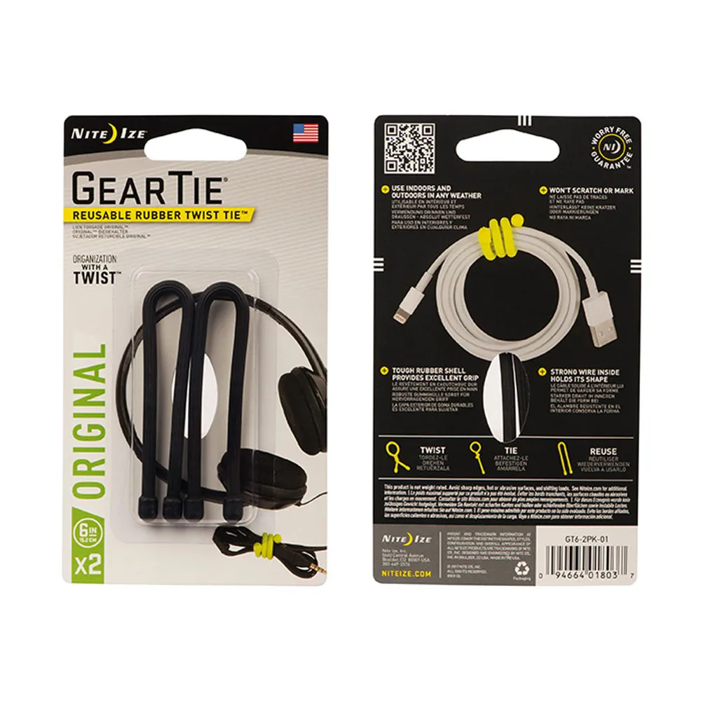 Nite Ize Gear Tie 6inch 2 Pack