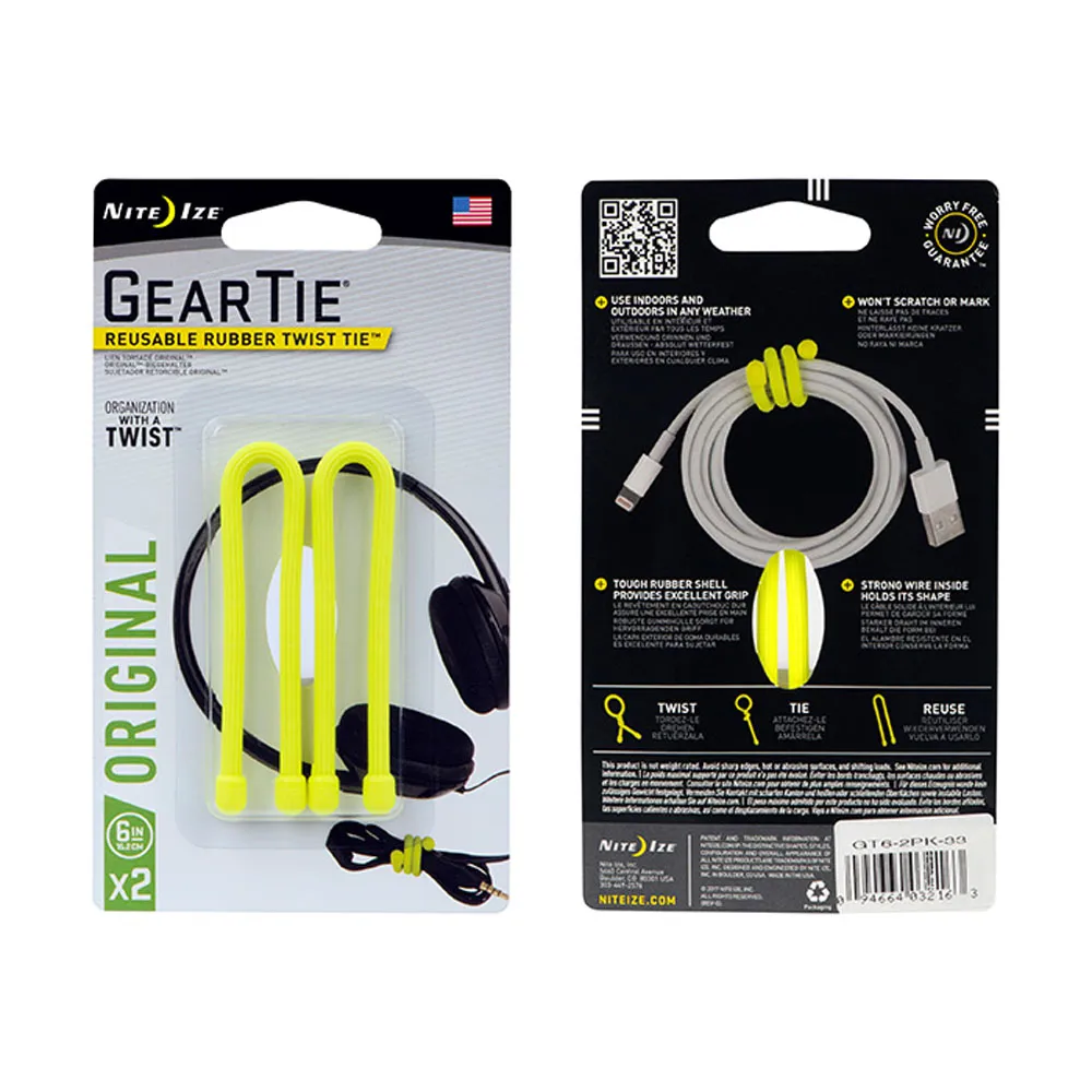 Nite Ize Gear Tie 6inch 2 Pack