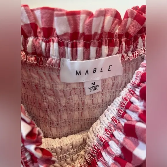 NWT Anthropologie MABLE Gingham Smocked Skirt Set