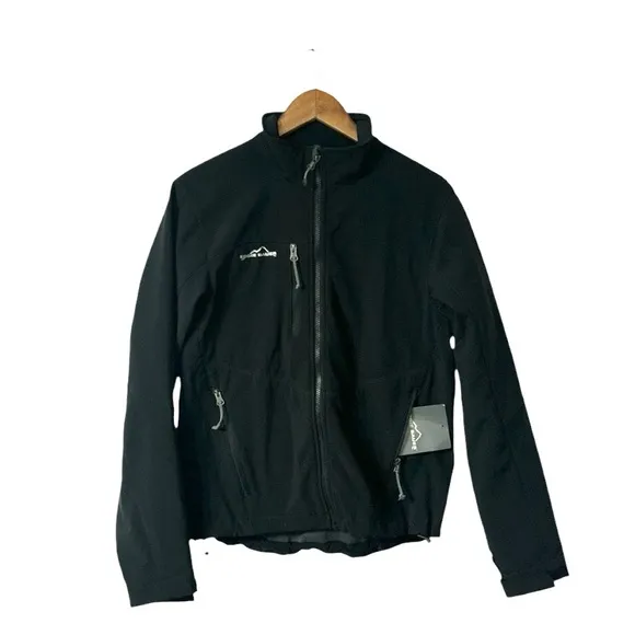 NWT Eddie Bauer Soft Shell Jacket Coat Black Fall Hiking Size Small