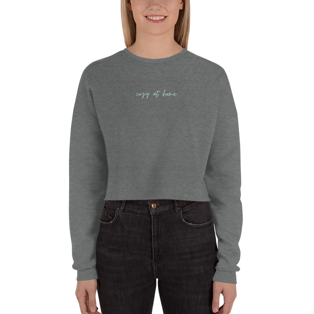 "Cozy at Home- AQUA" Crop Sweatshirt