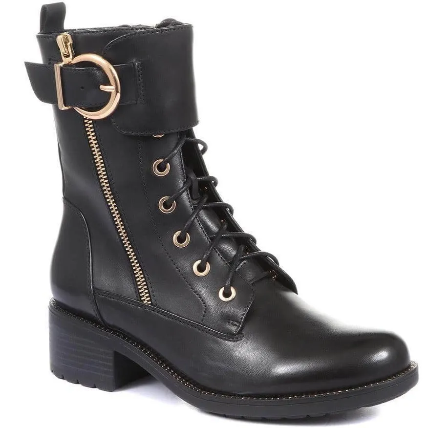 Regarde Le Ciel Emily Black Leather Biker Boots