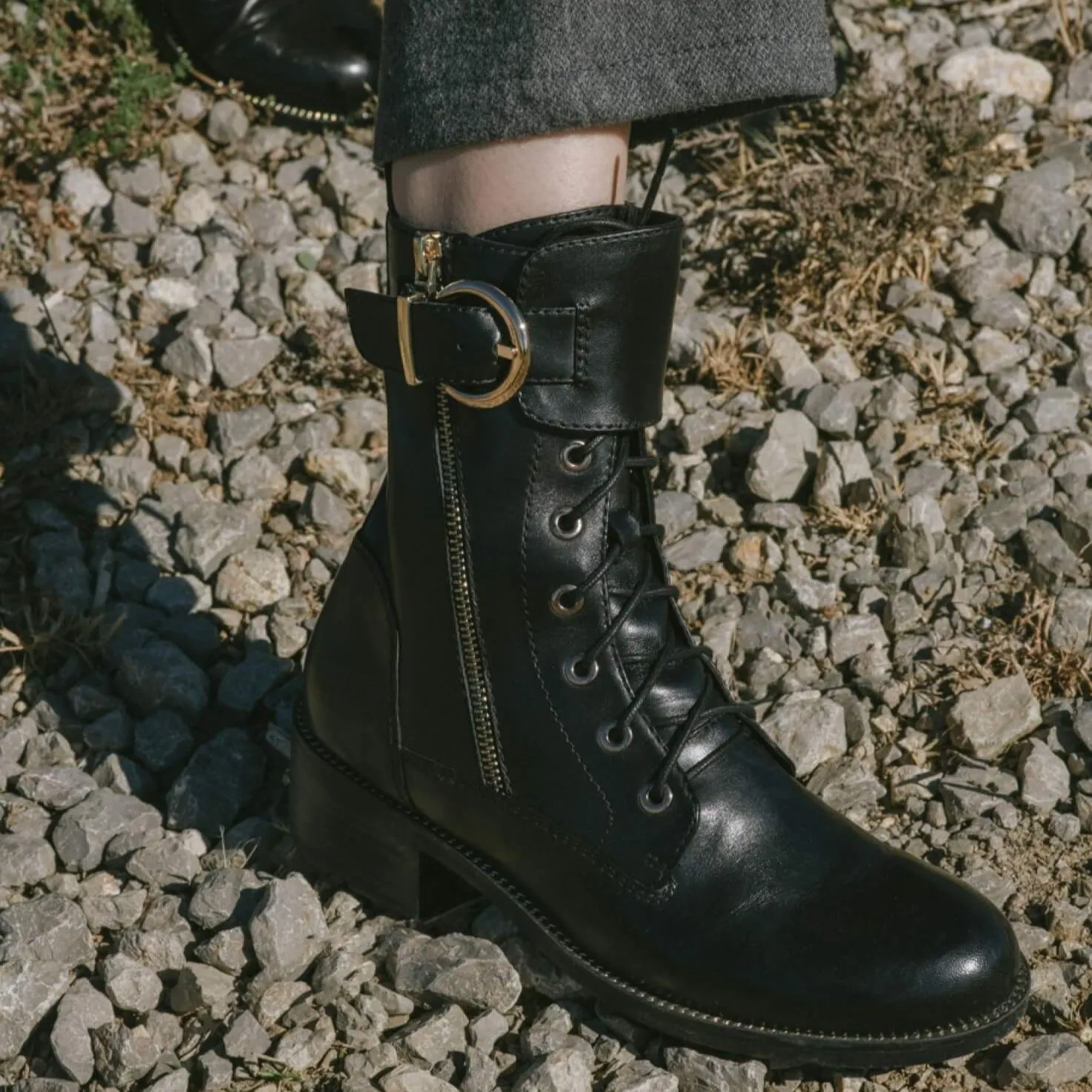 Regarde Le Ciel Emily Black Leather Biker Boots