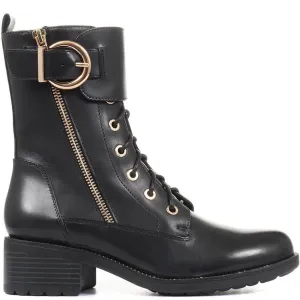 Regarde Le Ciel Emily Black Leather Biker Boots