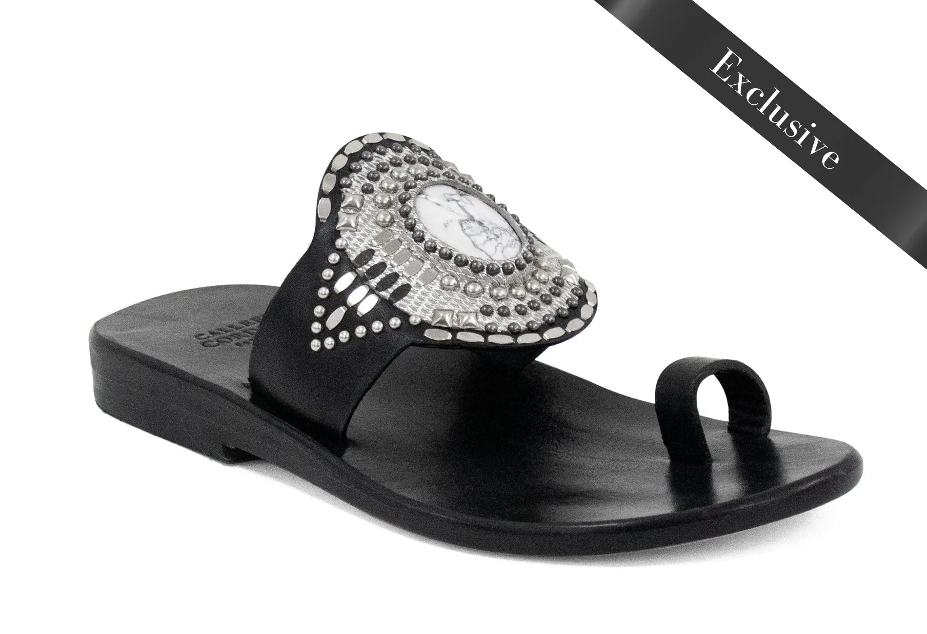 Rocal Semi-precious White Howlite Stone Sandal