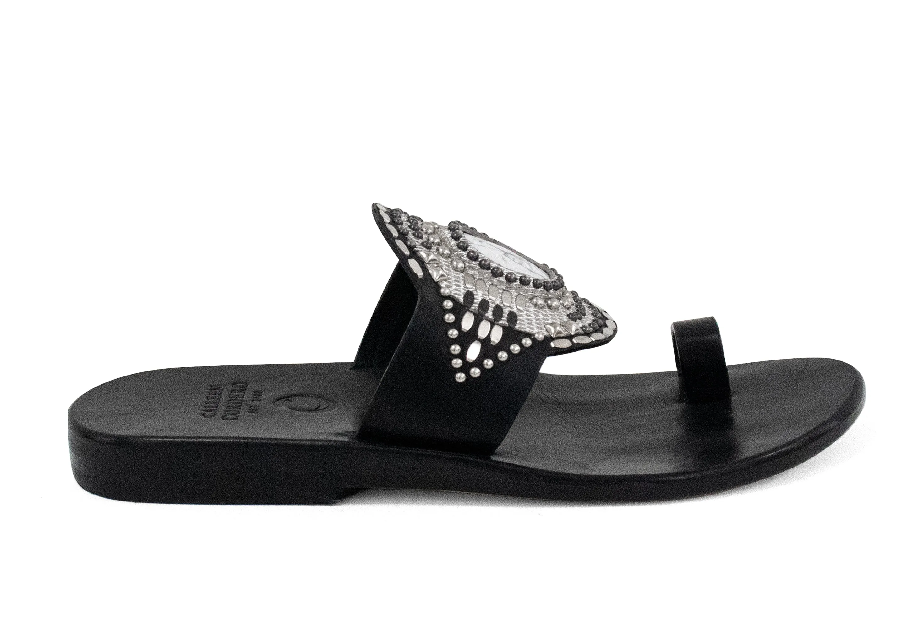 Rocal Semi-precious White Howlite Stone Sandal