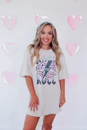Rock And Roll Lips Graphic Tee - Stone