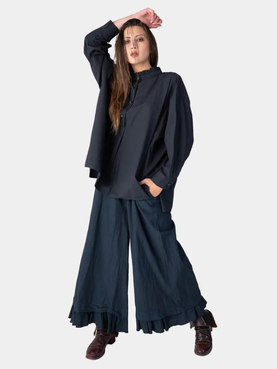 Ruffle Collar Detail Cotton Shirt