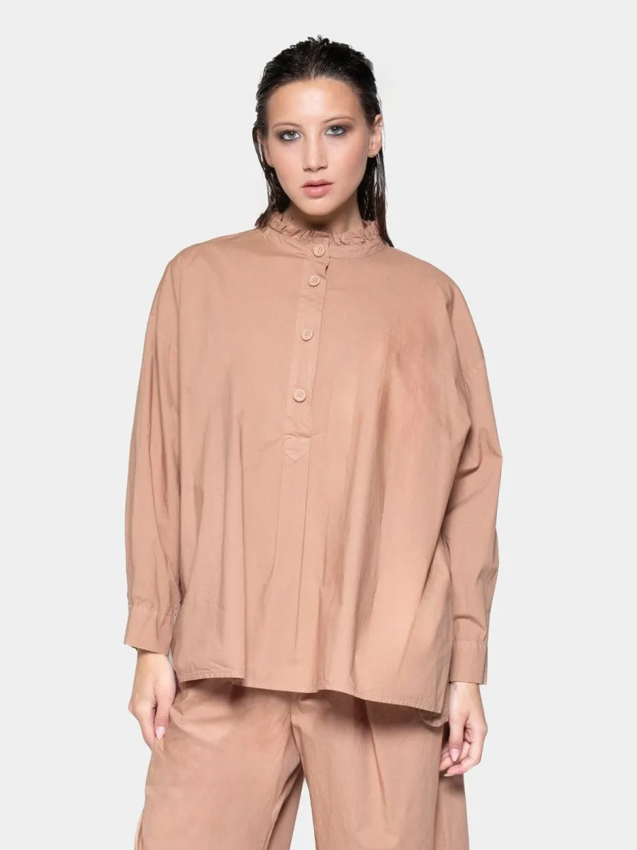 Ruffle Collar Detail Cotton Shirt