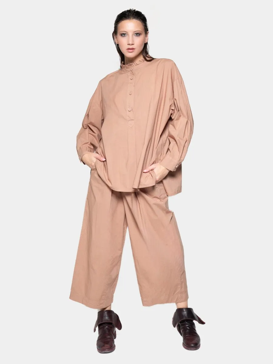 Ruffle Collar Detail Cotton Shirt
