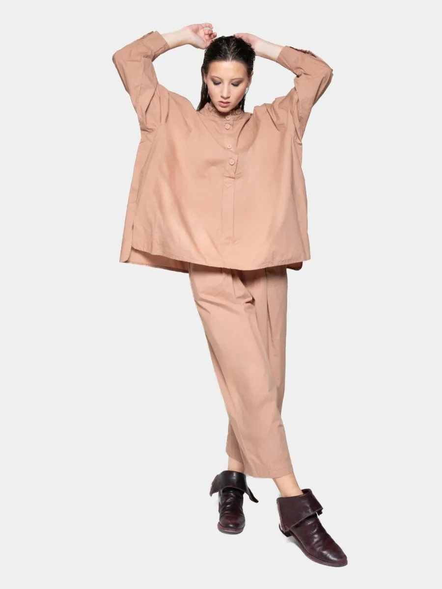 Ruffle Collar Detail Cotton Shirt