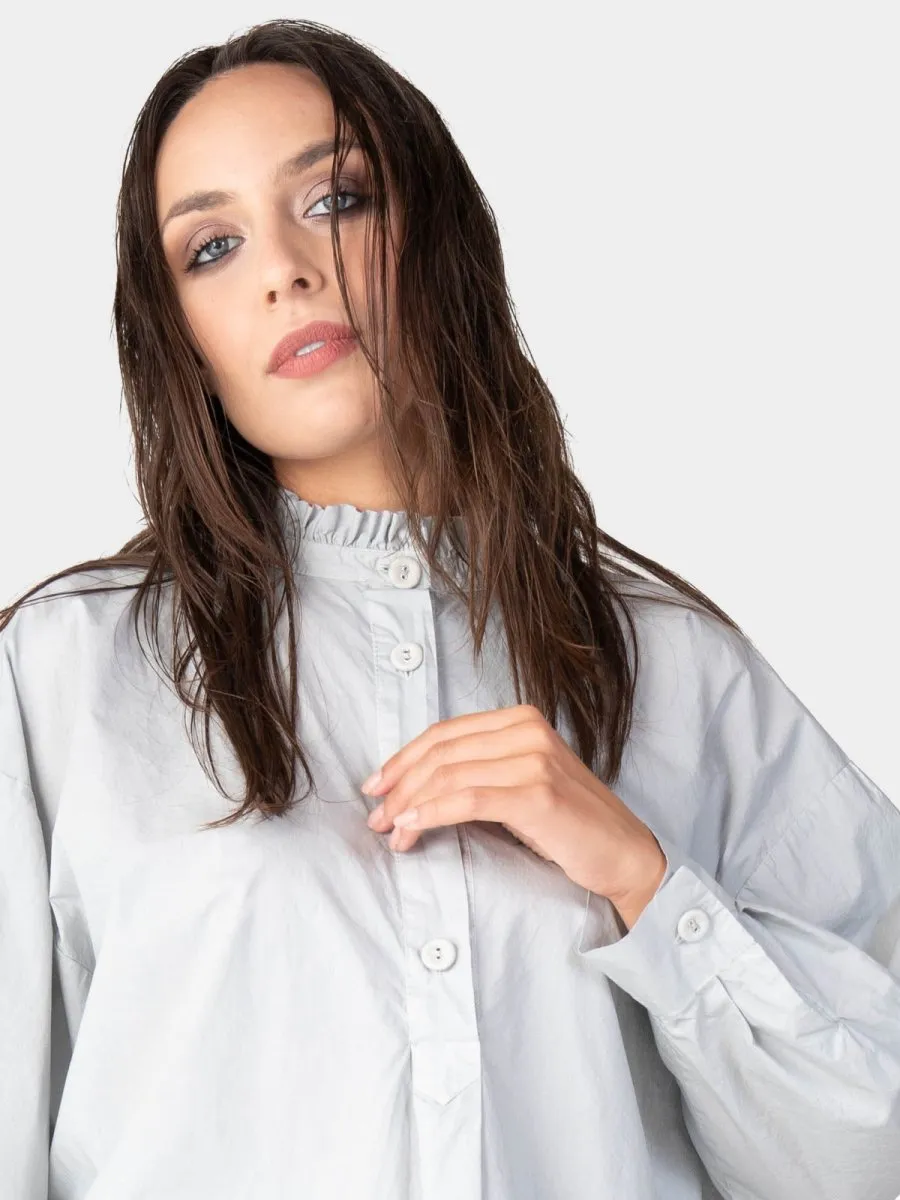 Ruffle Collar Detail Cotton Shirt