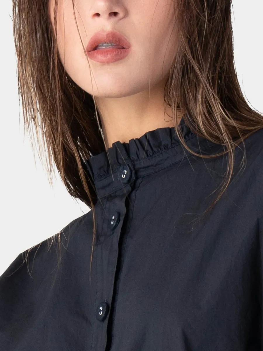 Ruffle Collar Detail Cotton Shirt