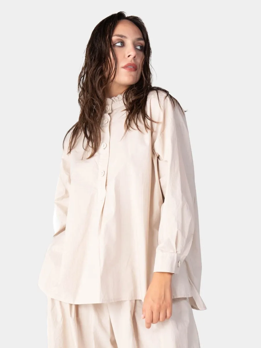 Ruffle Collar Detail Cotton Shirt