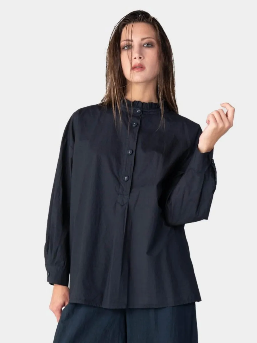 Ruffle Collar Detail Cotton Shirt