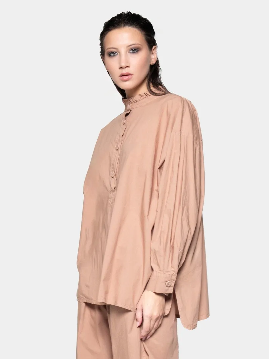Ruffle Collar Detail Cotton Shirt