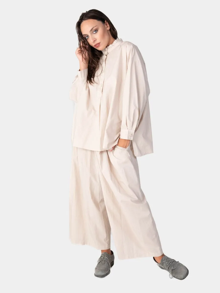 Ruffle Collar Detail Cotton Shirt
