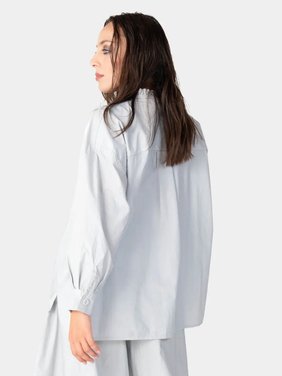 Ruffle Collar Detail Cotton Shirt