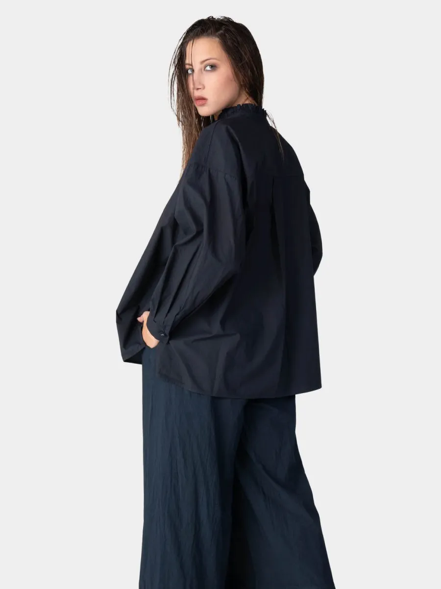 Ruffle Collar Detail Cotton Shirt