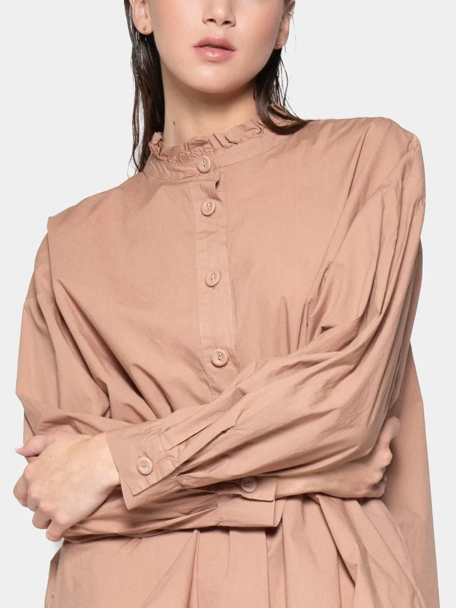 Ruffle Collar Detail Cotton Shirt