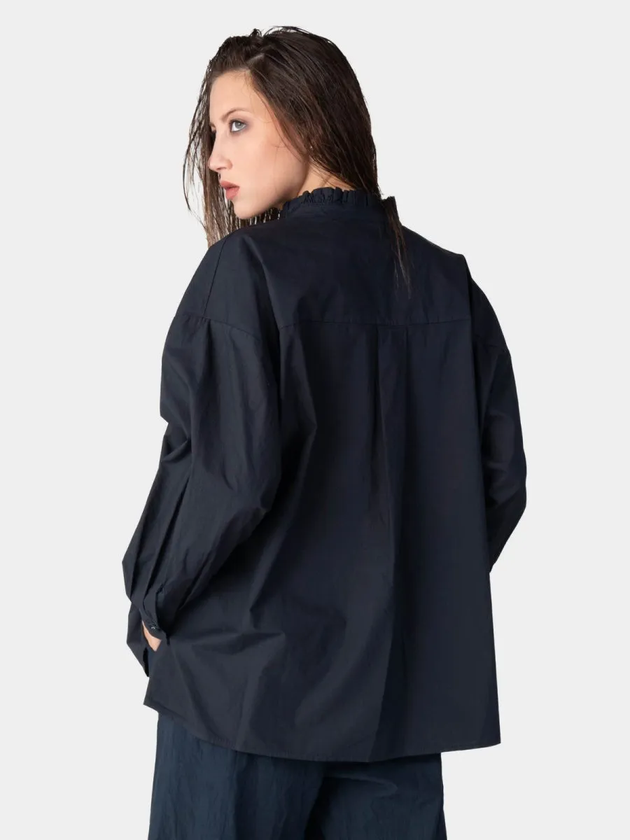 Ruffle Collar Detail Cotton Shirt