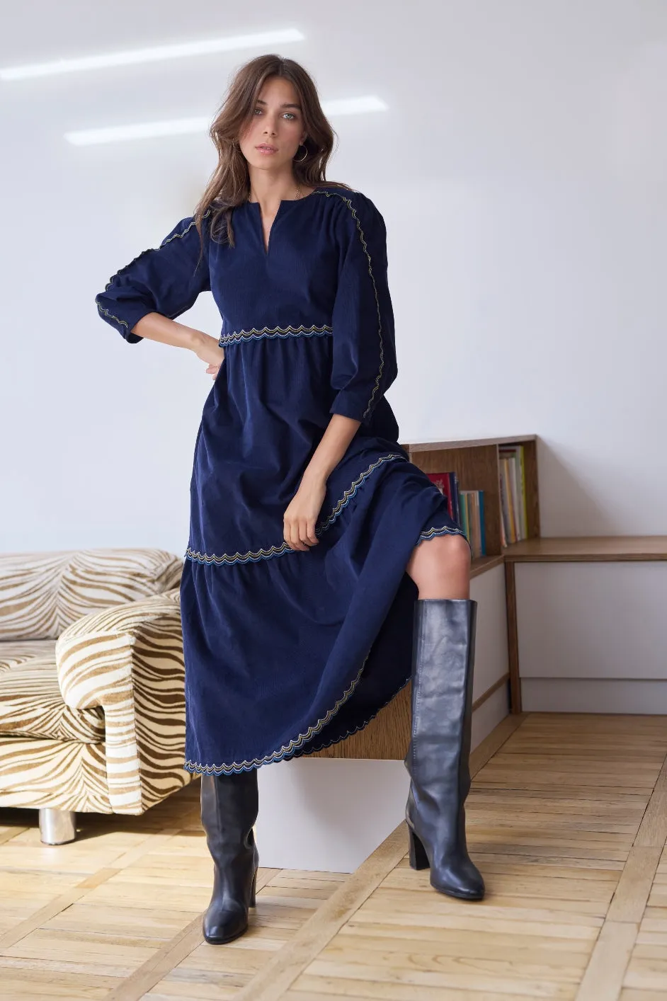 Sara Cord Dress - Midnight