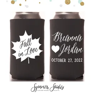 Slim 12oz Wedding Can Cooler #25S - Fall in Love
